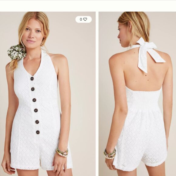 NWT ANTHROPOLOGIE Ellory White Eyelet Romper Size XS - Picture 1 of 10